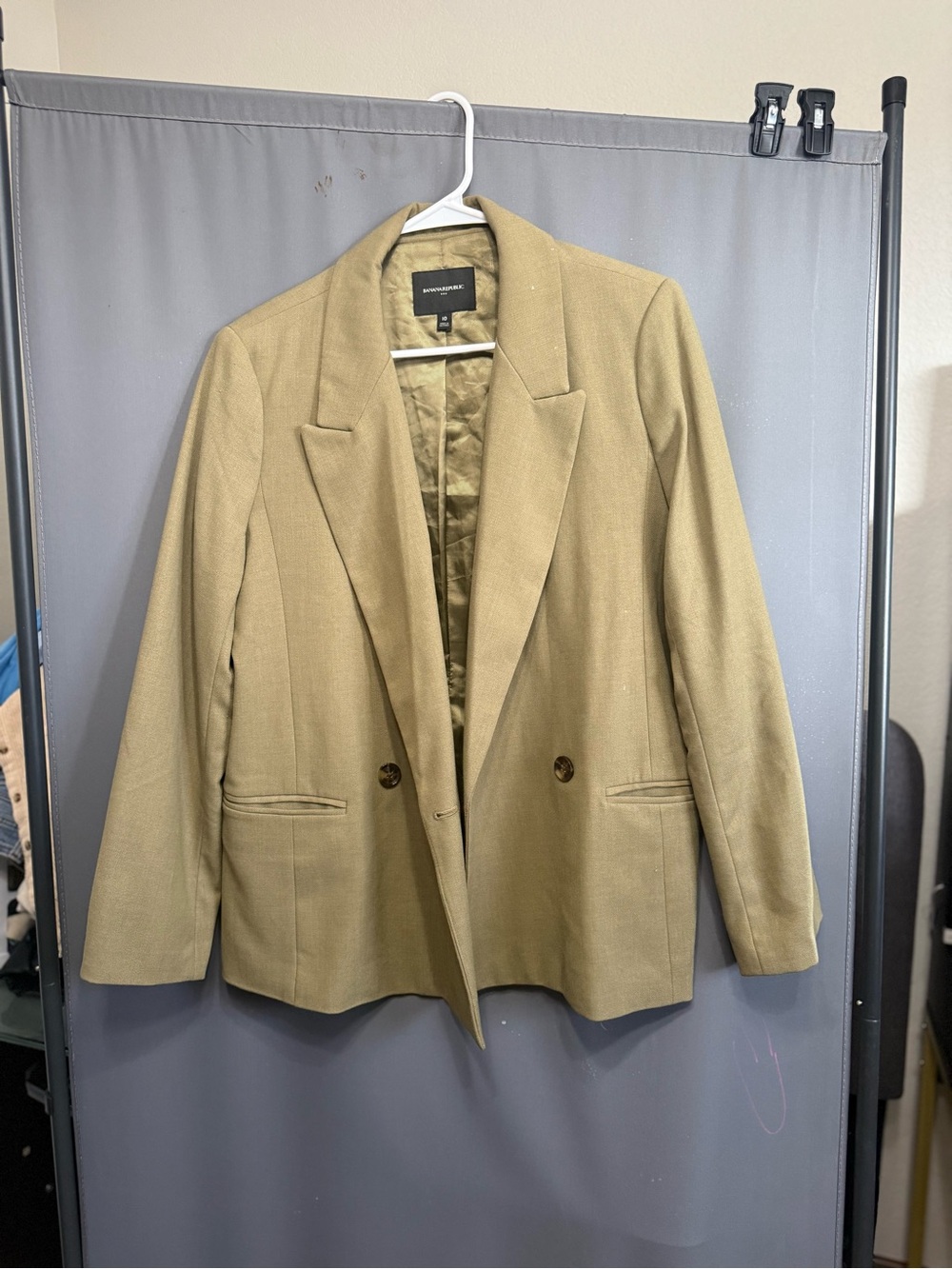 Banana Republic Khaki Double-Breasted Blazer